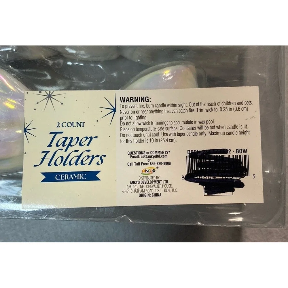 Target Bullseye 3 Sets Iridescent Taper Candle Holders Bow Shape and Stars NEW